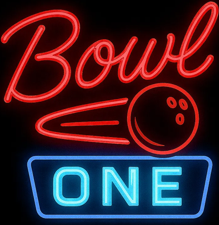 BOWL ONE LANES neon sign logo